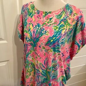 Lilly Pulitzer Colorful Floral Beach Shirt